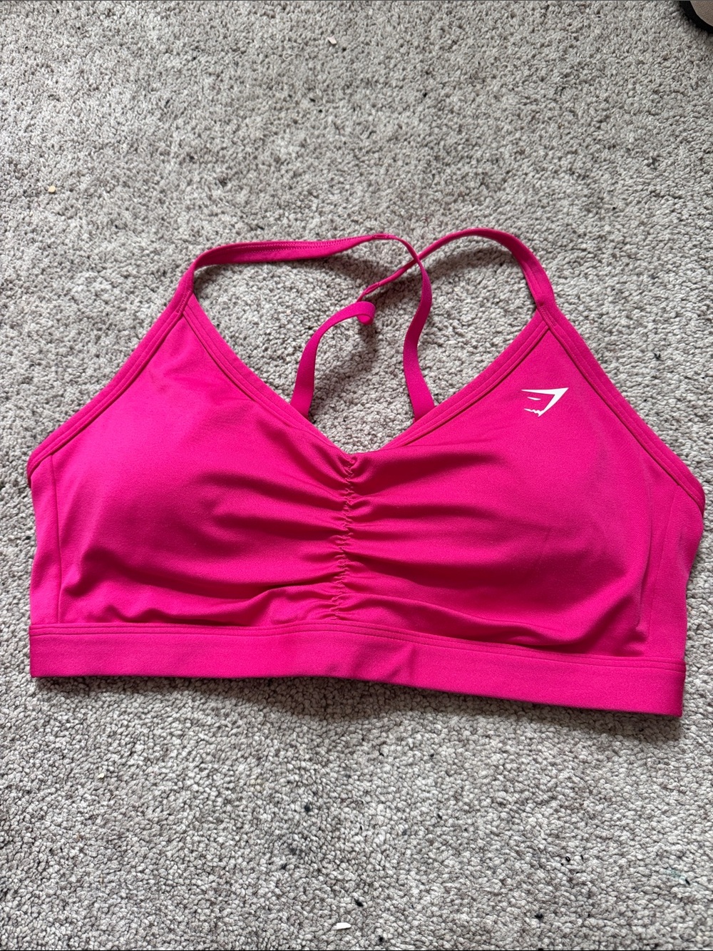 Gymshark Hot Pink Ruched Strappy Sports Bra